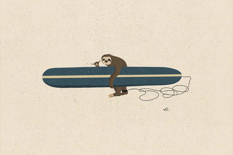 Surfing Sloth by Fabian Lavater wall art