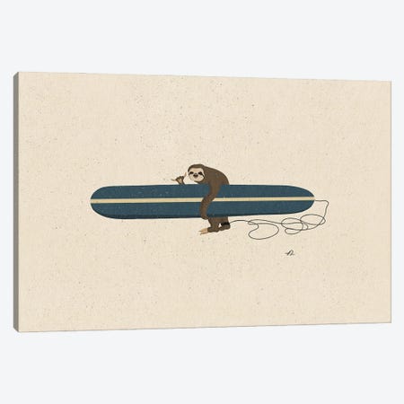 Surfing Sloth Canvas Print #FLV55} by Fabian Lavater Canvas Art Print