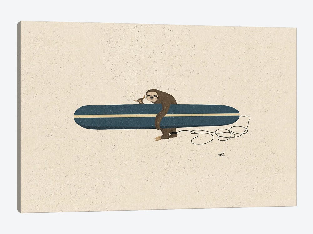Surfing Sloth by Fabian Lavater 1-piece Canvas Artwork