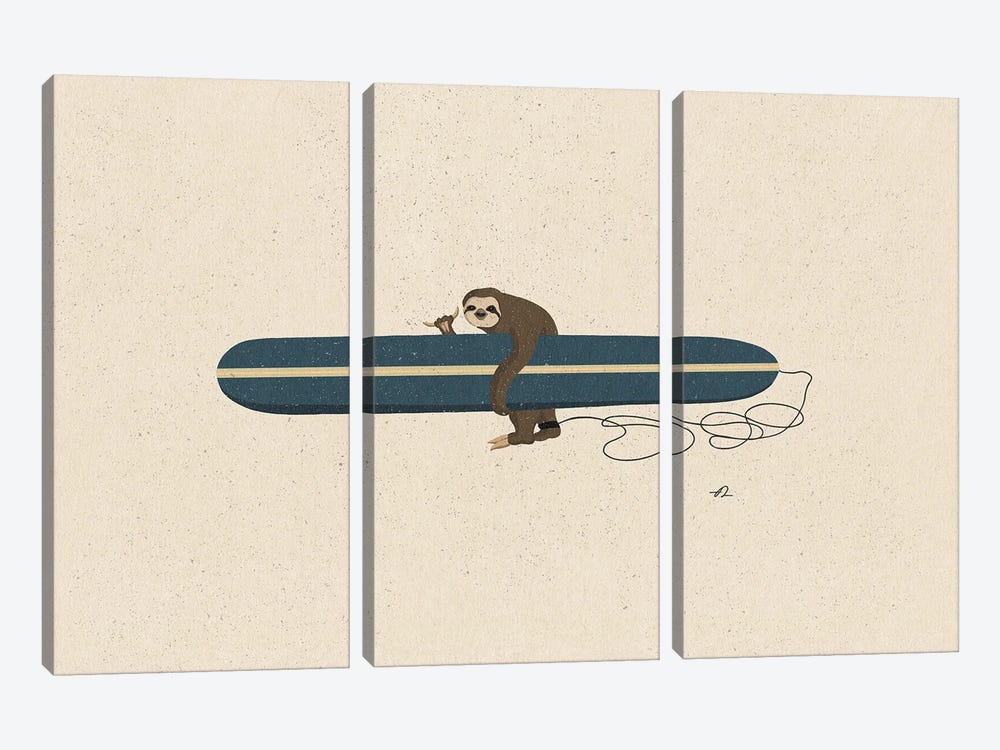 Surfing Sloth by Fabian Lavater 3-piece Canvas Art