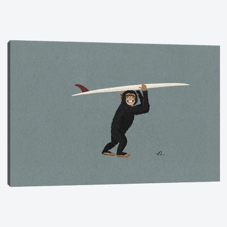 Surfing Chimpanzee Canvas Print #FLV57} by Fabian Lavater Art Print