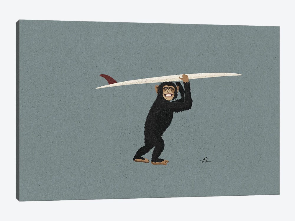 Surfing Chimpanzee by Fabian Lavater 1-piece Canvas Artwork