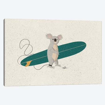 Surfing Koala Canvas Print #FLV5} by Fabian Lavater Canvas Print