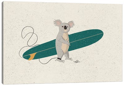 Surfing Koala Canvas Art Print - Fabian Lavater