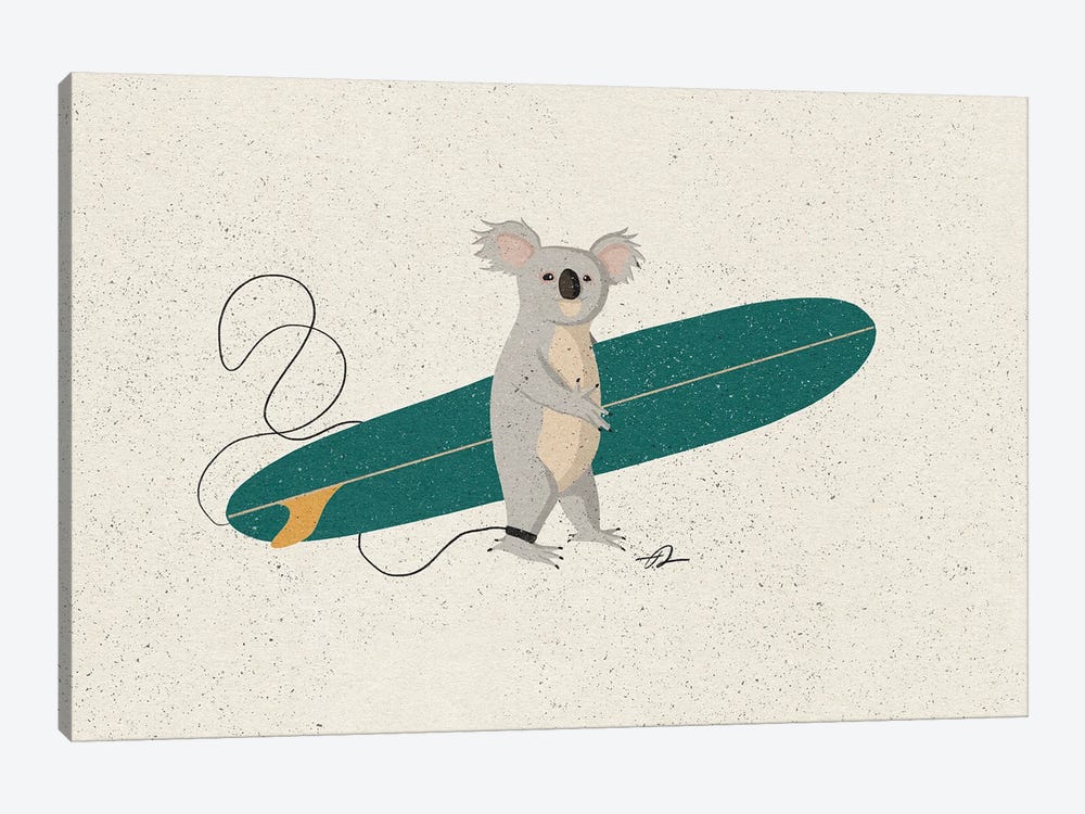Surfing Koala by Fabian Lavater 1-piece Canvas Artwork