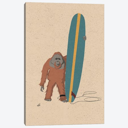 Surfing Orangutan Canvas Print #FLV67} by Fabian Lavater Canvas Wall Art