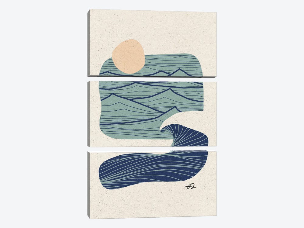 Ocean And Mountain Lines by Fabian Lavater 3-piece Canvas Artwork