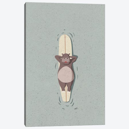 Surfing Hippo Canvas Print #FLV8} by Fabian Lavater Canvas Wall Art