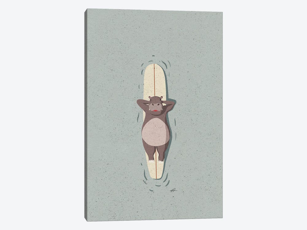 Surfing Hippo by Fabian Lavater 1-piece Canvas Print