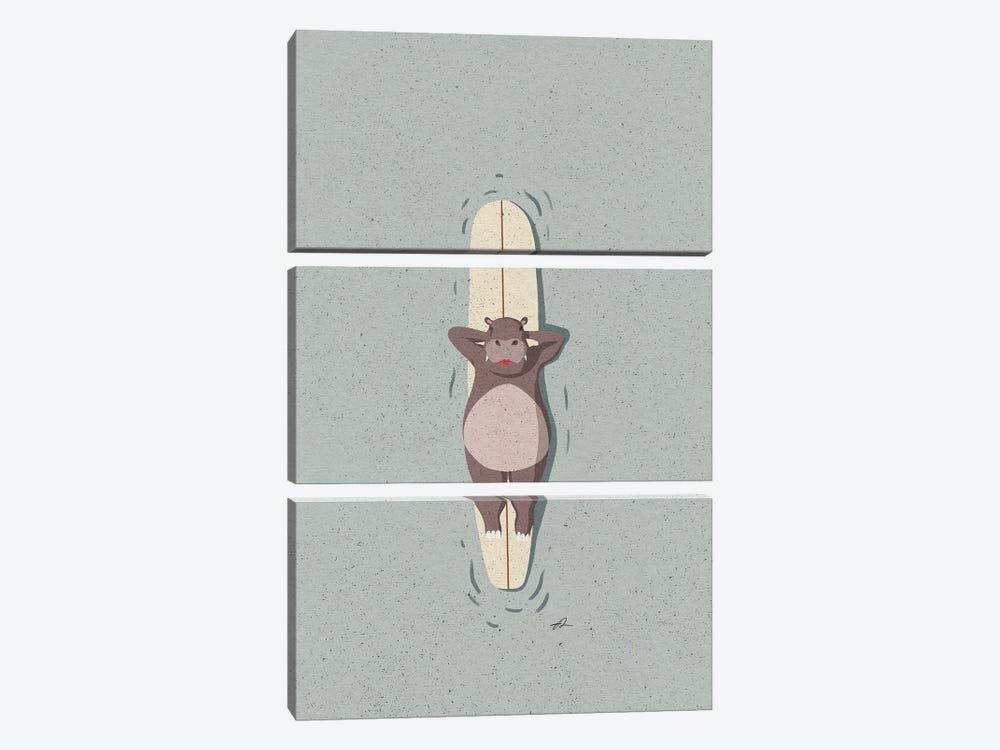 Surfing Hippo by Fabian Lavater 3-piece Art Print