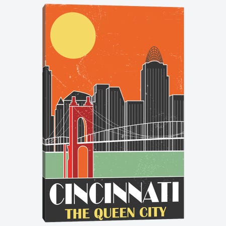 Cincinnati, Orange Canvas Print #FLY10} by Fly Graphics Canvas Print