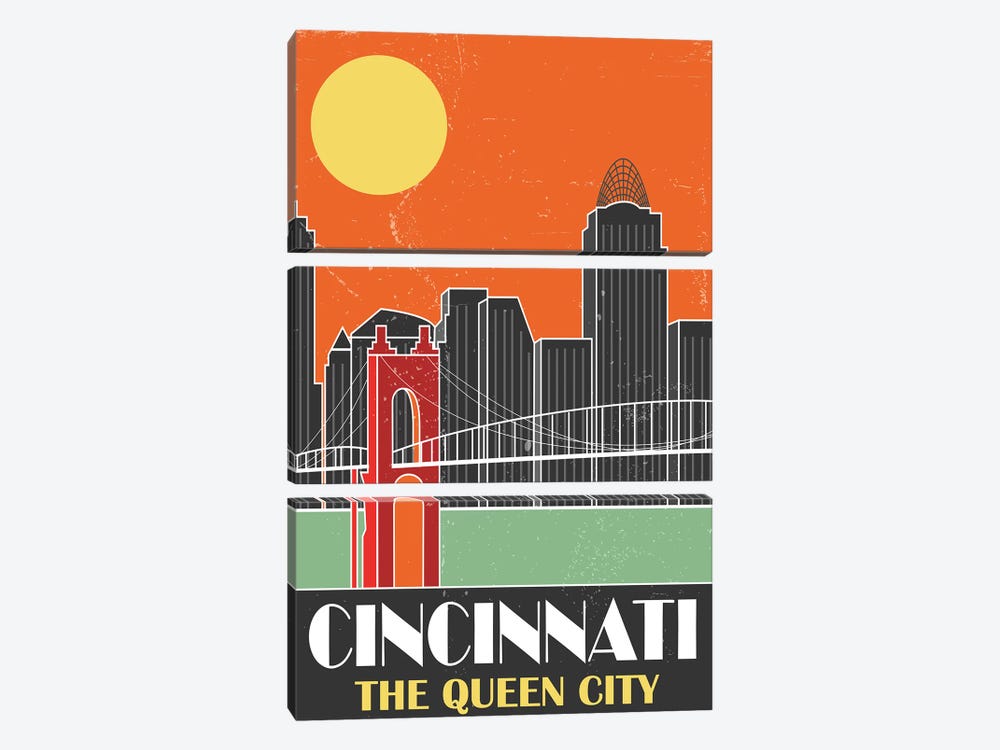 Cincinnati, Orange by Fly Graphics 3-piece Canvas Print