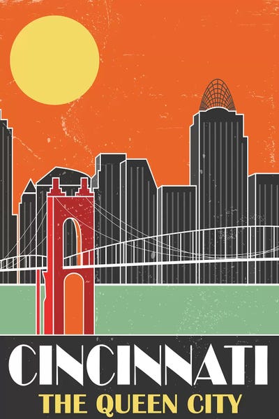 Cincinnati: Cincinnati, Orange by Fly Graphics