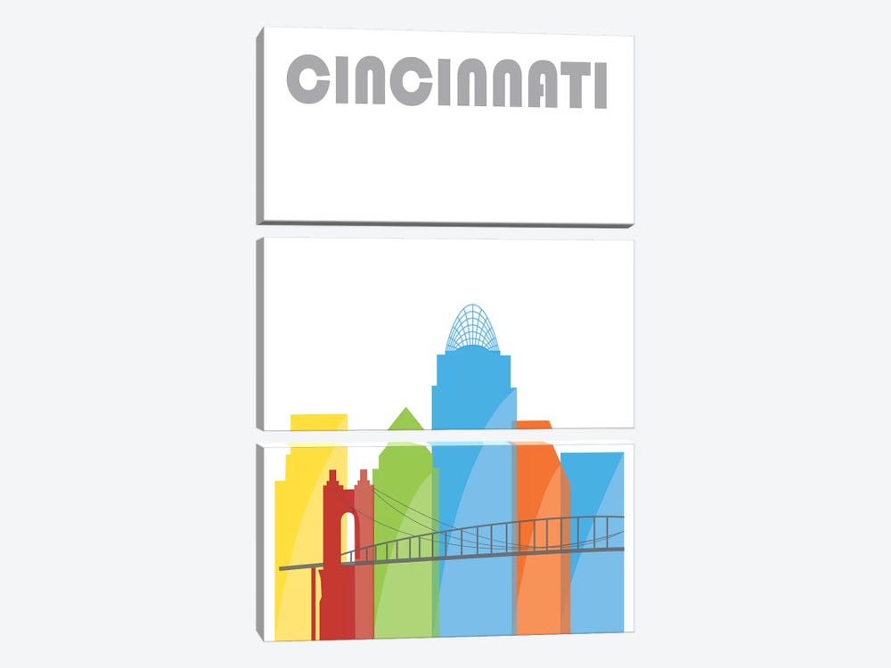 Cincinnati, Whiter by Fly Graphics 3-piece Canvas Artwork