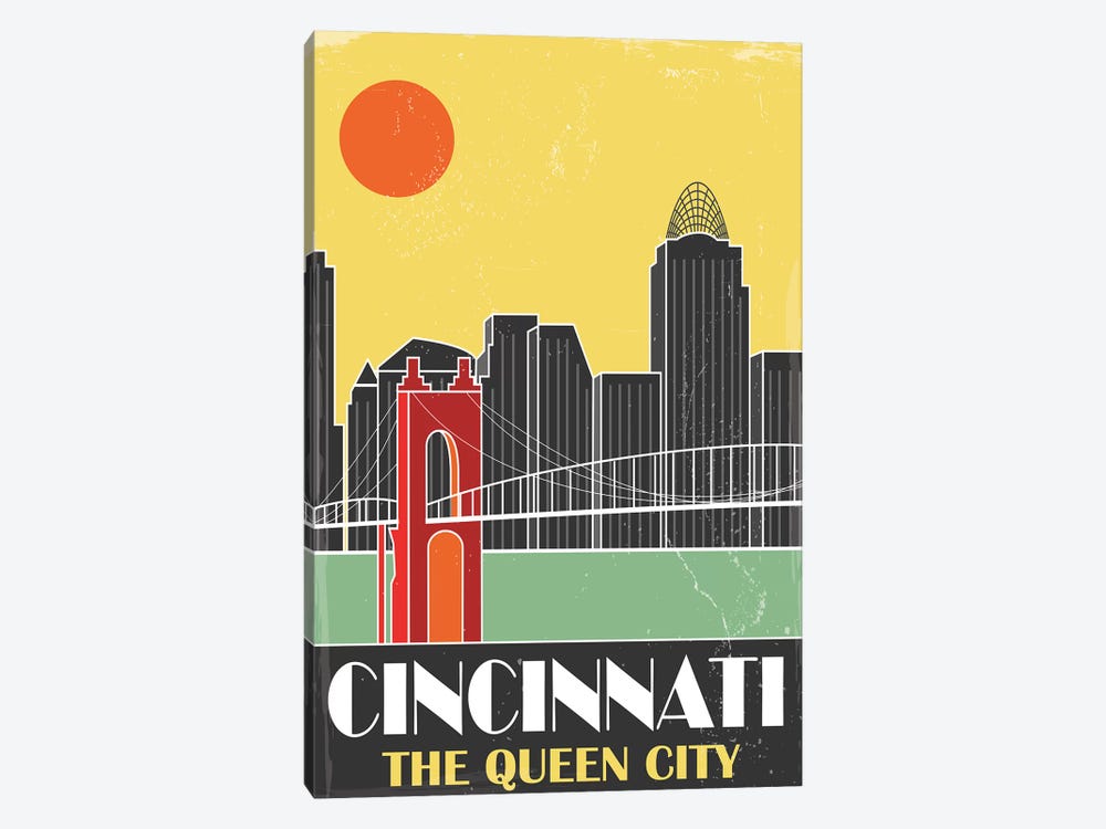 Cincinnati, Yellow 1-piece Canvas Art Print