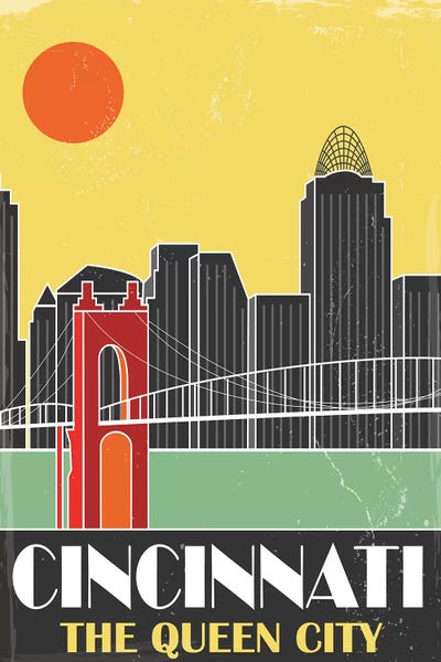 Cincinnati: Cincinnati, Yellow by Fly Graphics