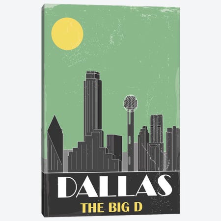 Dallas, Green Canvas Print #FLY13} by Fly Graphics Canvas Print