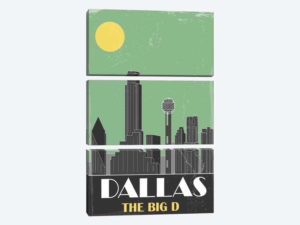 Dallas, Green by Fly Graphics 3-piece Canvas Art