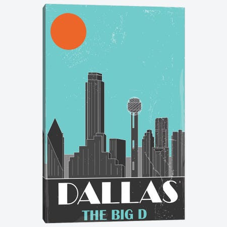 Dallas, Sky Blue Canvas Print #FLY14} by Fly Graphics Canvas Wall Art