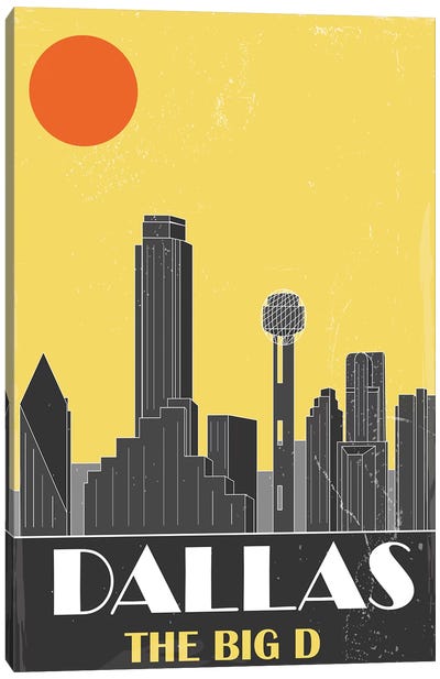 Dallas, Yellow Canvas Art Print - Gray & Yellow Art