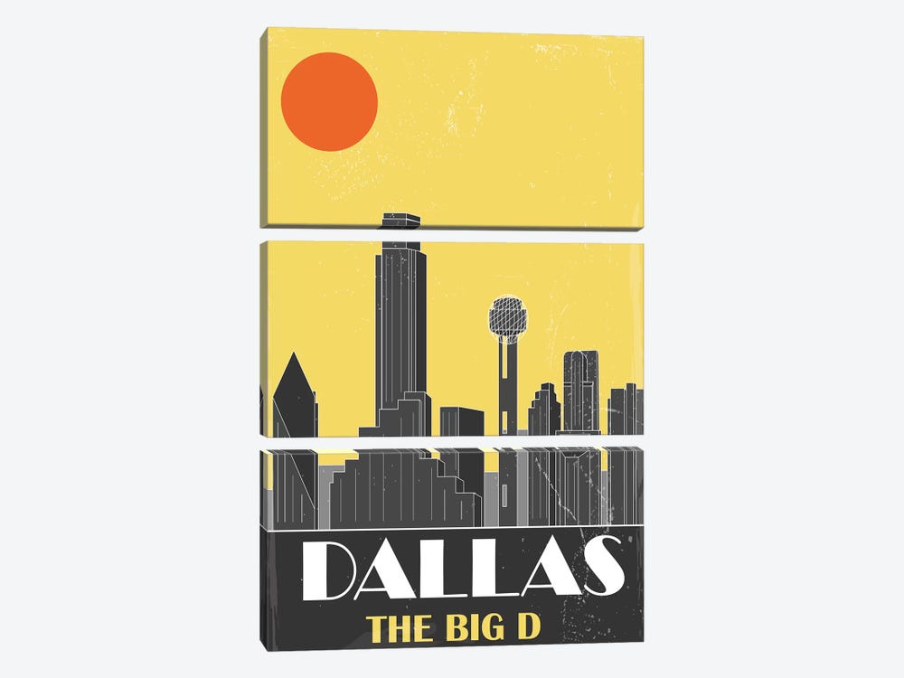 Dallas, Yellow by Fly Graphics 3-piece Canvas Art