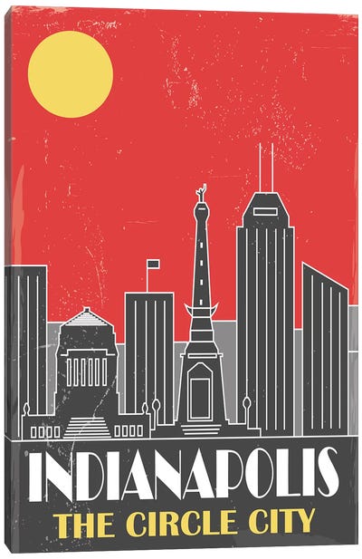 Indianapolis, Red Canvas Art Print - Indiana Art