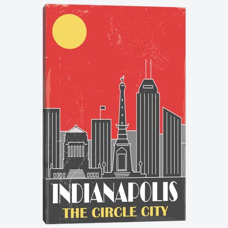 Indianapolis, Red Canvas Print #FLY17} by Fly Graphics Canvas Wall Art