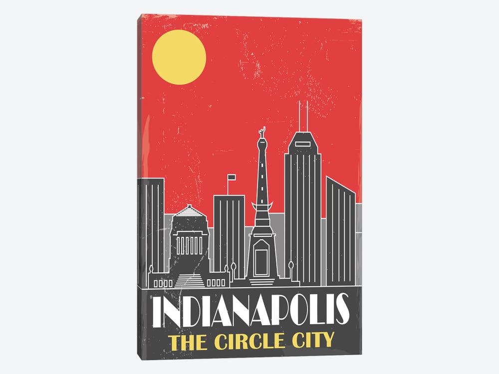 Indianapolis, Red by Fly Graphics 1-piece Canvas Art