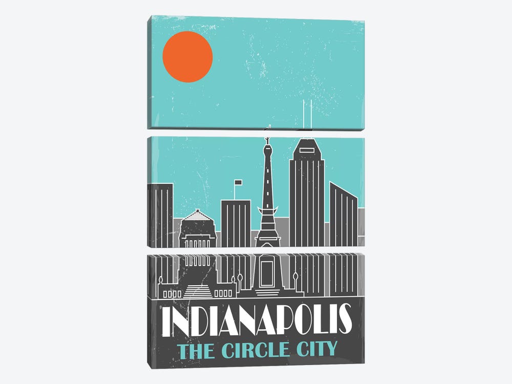 Indianapolis, Sky Blue by Fly Graphics 3-piece Canvas Art Print