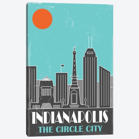 Indianapolis, Sky Blue Canvas Print #FLY18} by Fly Graphics Art Print