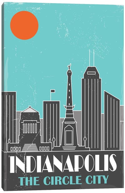 Indianapolis, Sky Blue Canvas Art Print - Fly Graphics