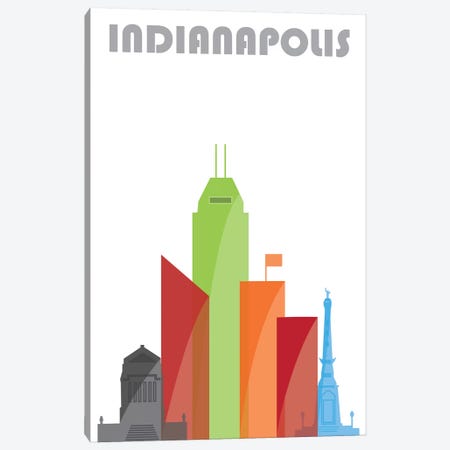Indianapolis, White Canvas Print #FLY19} by Fly Graphics Canvas Art Print