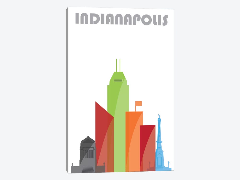 Indianapolis, White by Fly Graphics 1-piece Canvas Artwork