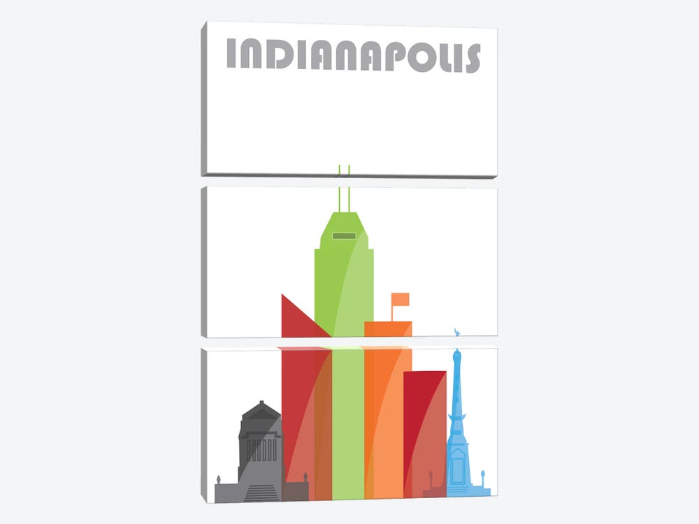 Indianapolis, White by Fly Graphics 3-piece Canvas Wall Art