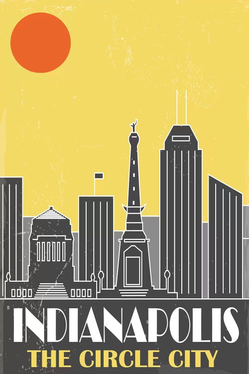 Indianapolis, Yellow by Fly Graphics wall art