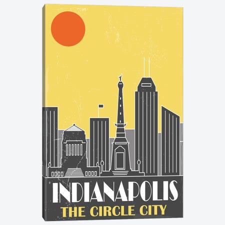 Indianapolis, Yellow Canvas Print #FLY20} by Fly Graphics Canvas Wall Art