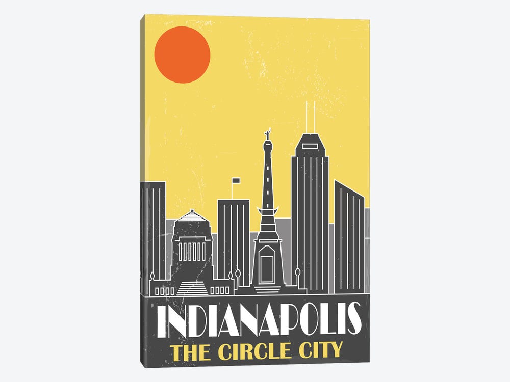 Indianapolis, Yellow by Fly Graphics 1-piece Canvas Art