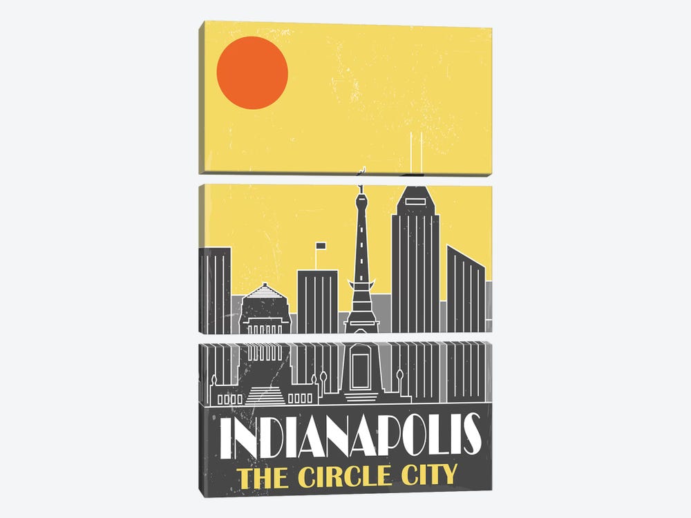 Indianapolis, Yellow by Fly Graphics 3-piece Canvas Artwork