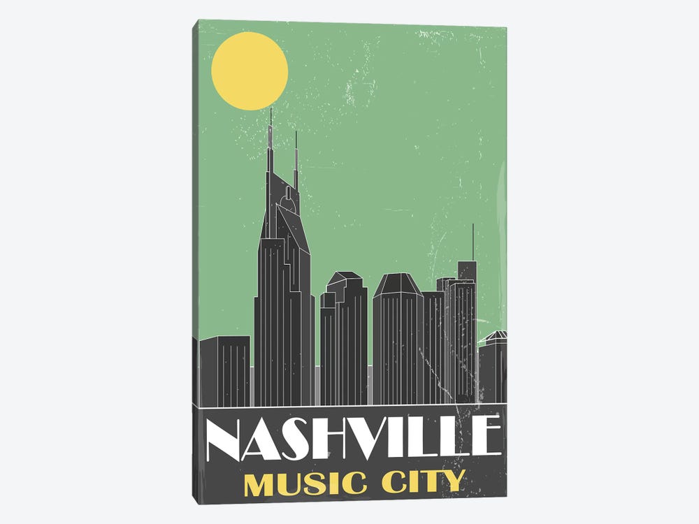 Nashville, Green by Fly Graphics 1-piece Canvas Art