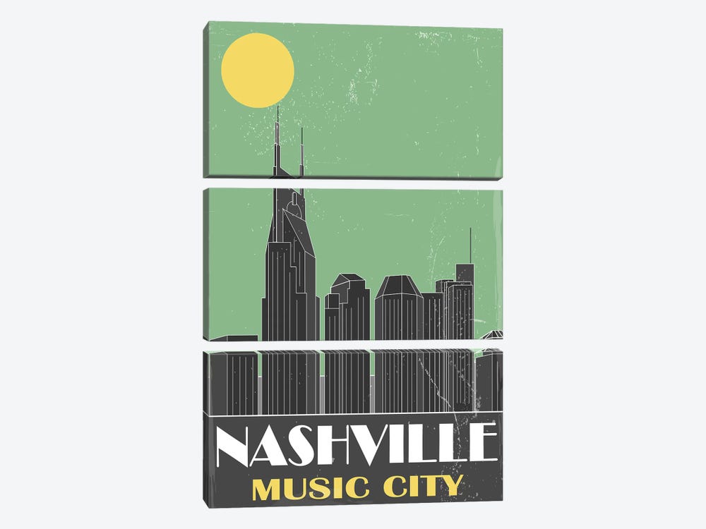 Nashville, Green by Fly Graphics 3-piece Canvas Wall Art