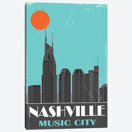 Nashville, Sky Blue Canvas Print #FLY28} by Fly Graphics Canvas Art