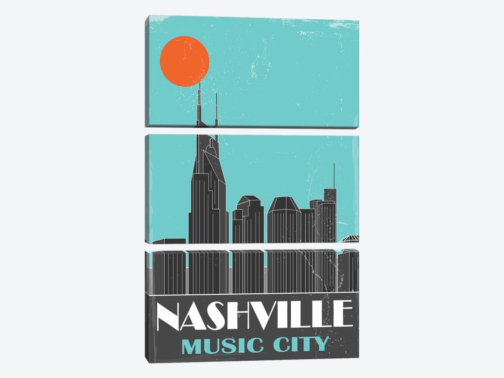 Nashville, Sky Blue by Fly Graphics 3-piece Canvas Artwork