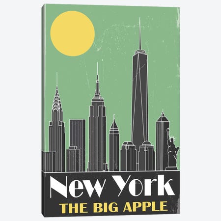 New York, Green Canvas Print #FLY29} by Fly Graphics Canvas Art
