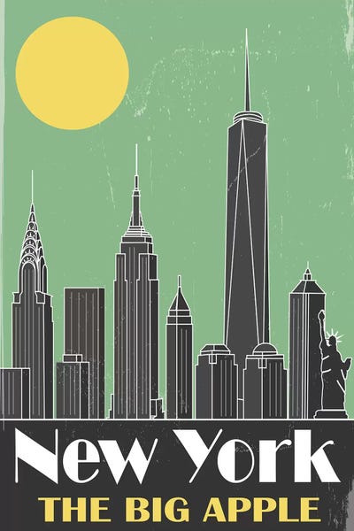 New York City Travel Posters: New York, Green by Fly Graphics