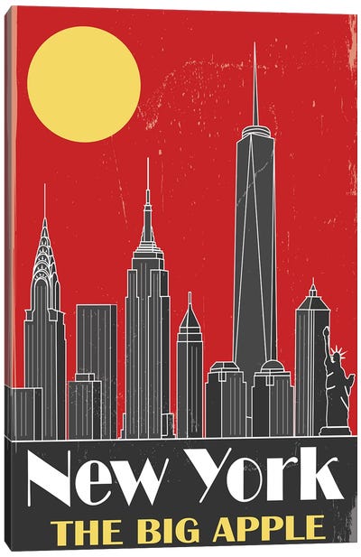 New York, Red Canvas Art Print - Fly Graphics