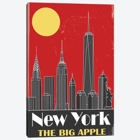 New York, Red Canvas Print #FLY30} by Fly Graphics Canvas Art Print