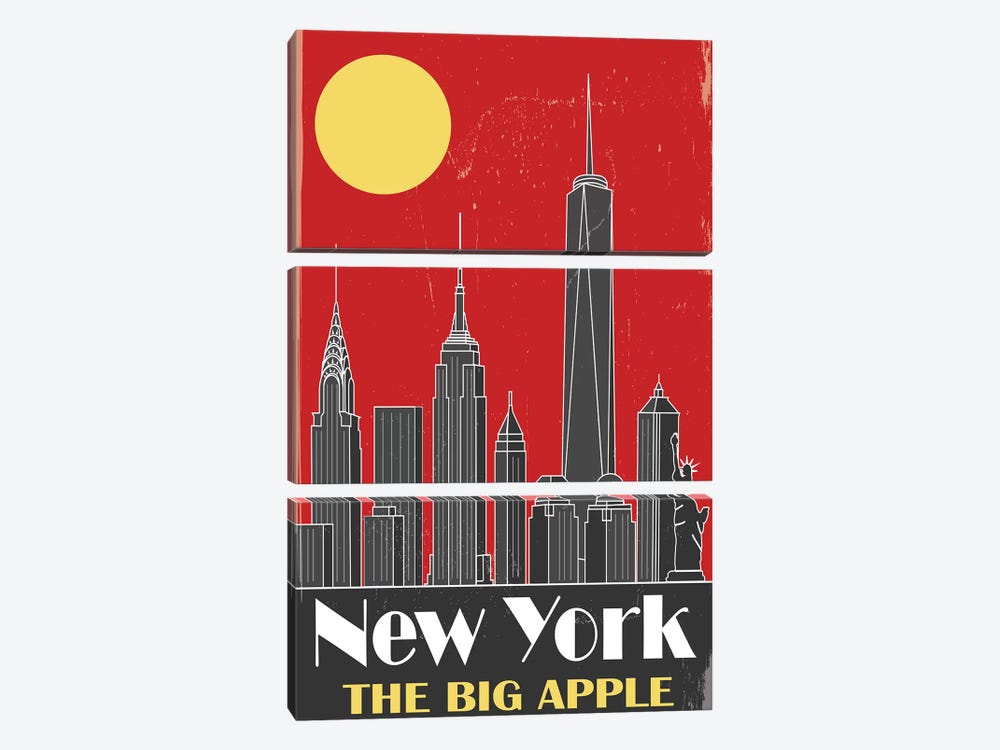 New York, Red by Fly Graphics 3-piece Art Print