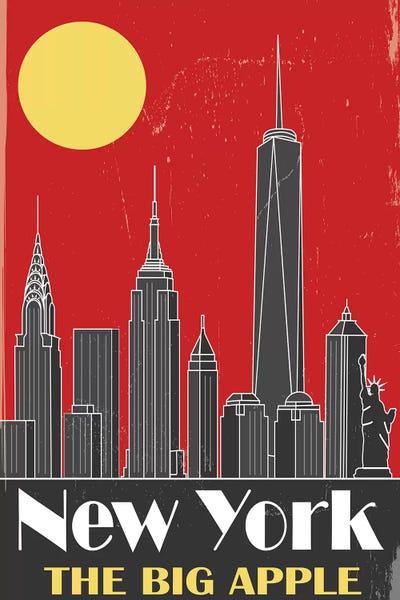 New York City Travel Posters: New York, Red by Fly Graphics