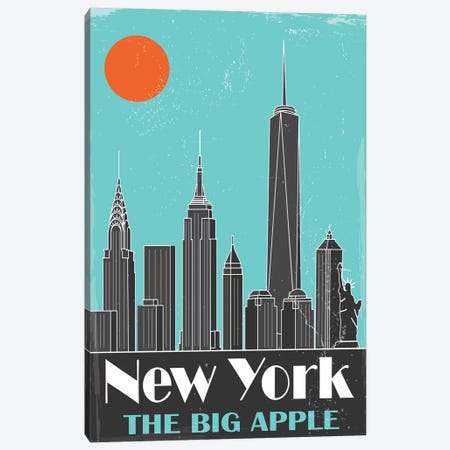 New York, Sky Blue Canvas Print #FLY31} by Fly Graphics Art Print