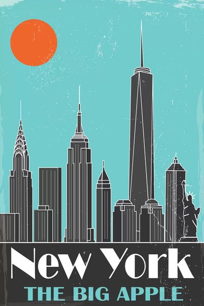 New York City Travel Posters: New York, Sky Blue by Fly Graphics